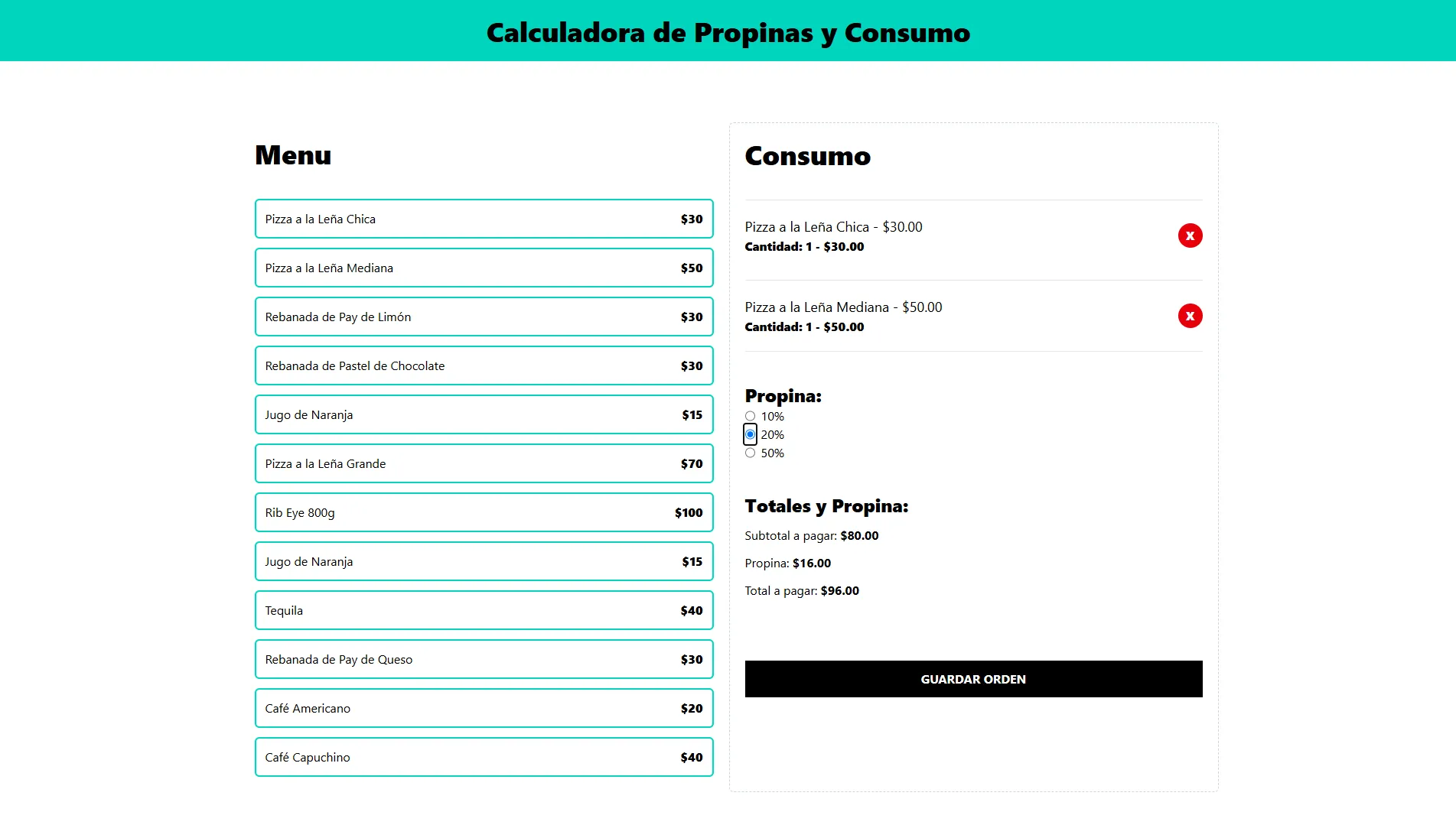 Calculadora Propinas y Consumo